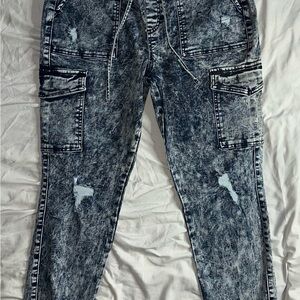 Wax Jean Black Acid Wash Relaxed Pants
